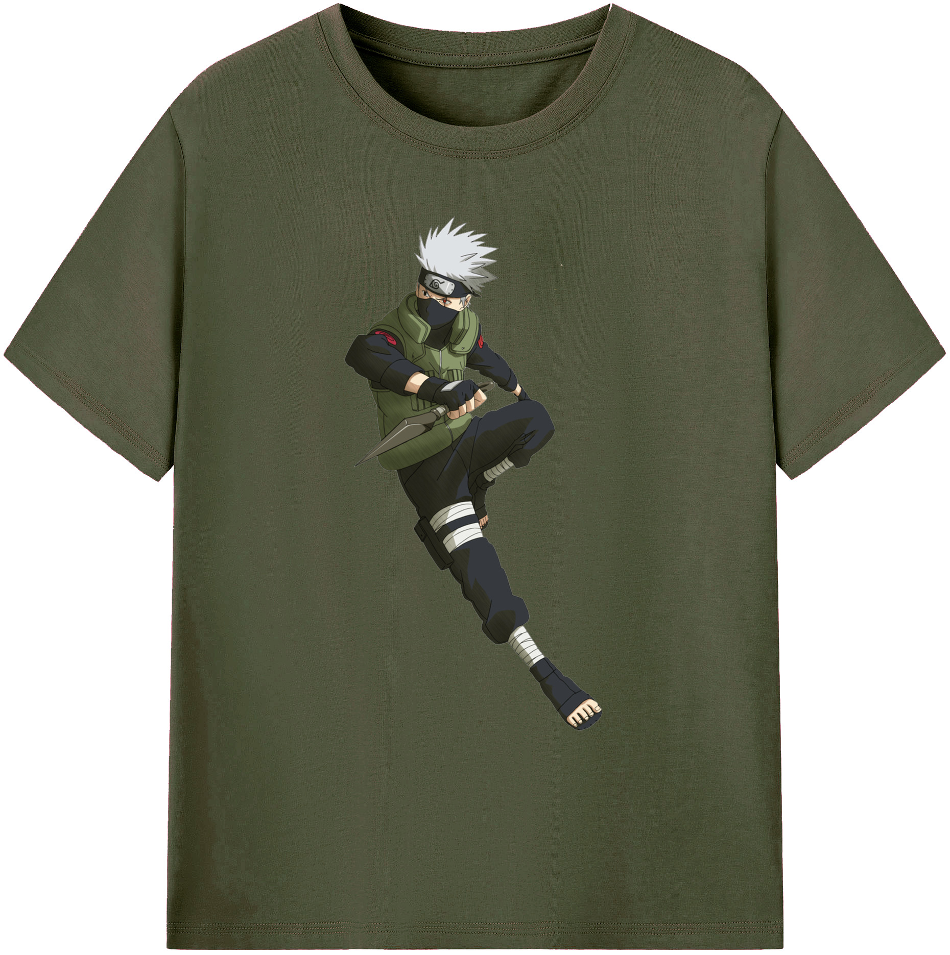 （画像用） NARUTO -ナルト- はたけ カカシ Hatake Kakashi 綿100％ メンズ半袖Tシャツ｜肌触りやわらか＆通気性